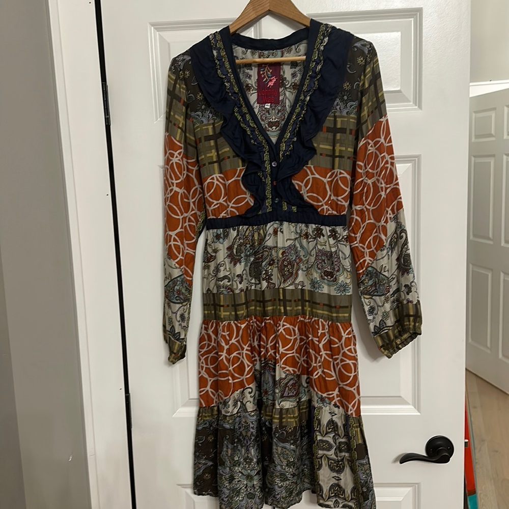 Johnny Was Tiered Silk Dress XL